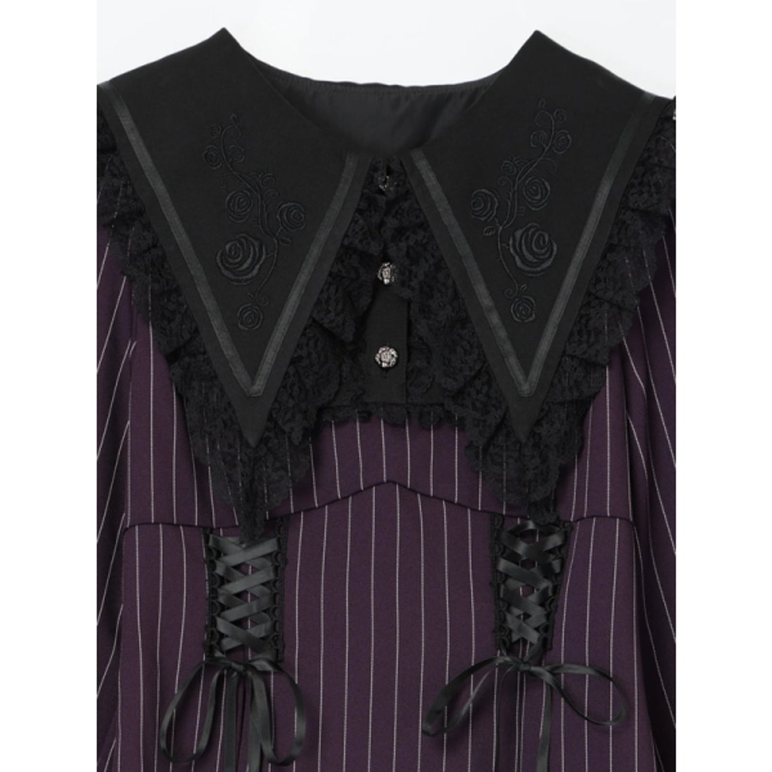 ノエミー NOEMIE ローズ刺繍レースアップセットアップ （黒） -靴