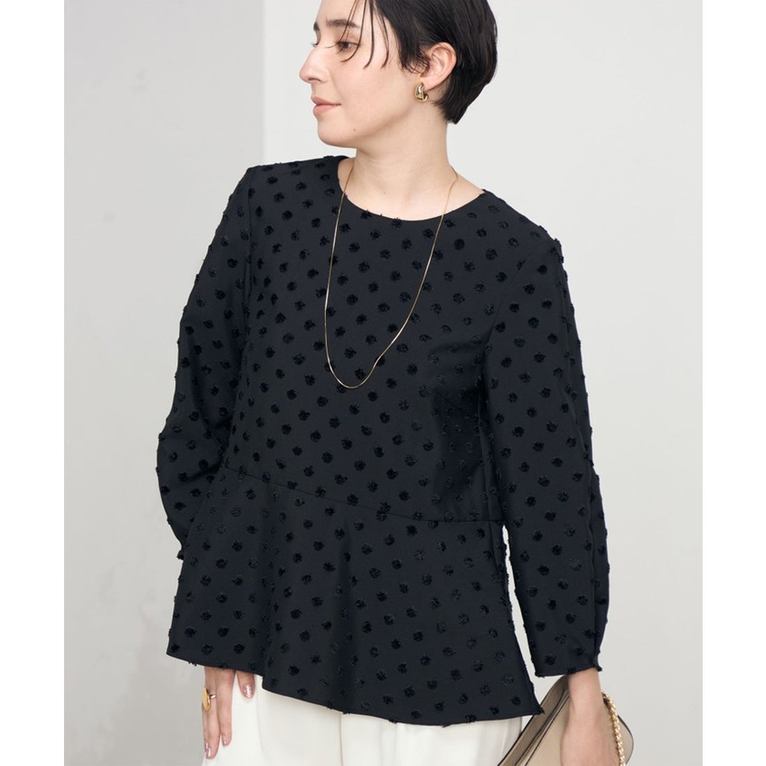 ノーリーズソフィー NOLLEY'S sophi ドットカットジャガードペプラム