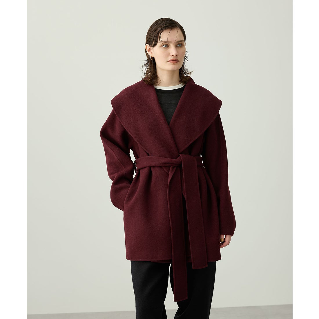 ノーク N.O.R.C ウールメルトンミドルリバーコート （ボルドー