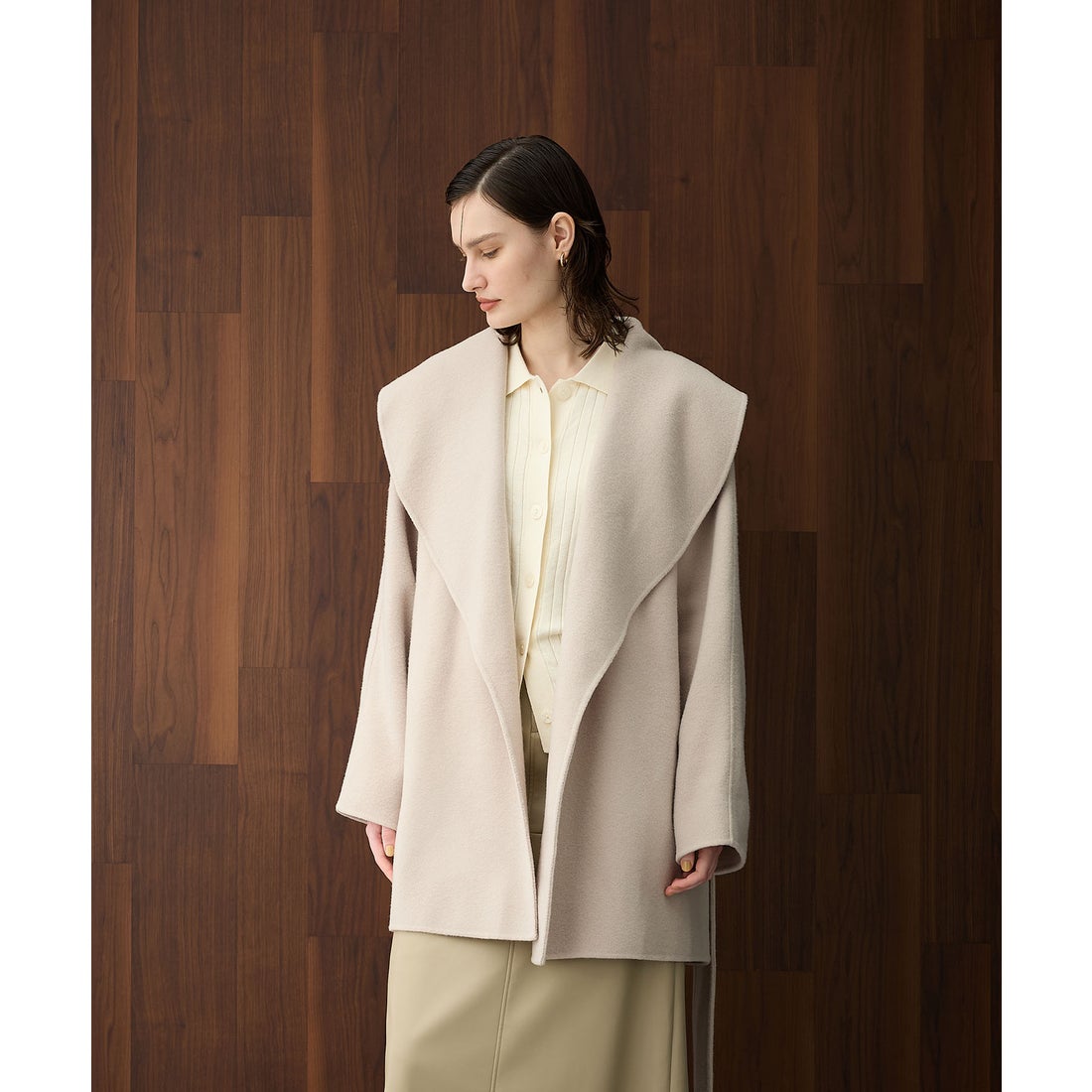 ノーク N.O.R.C ウールメルトンミドルリバーコート （ブラック） -waja