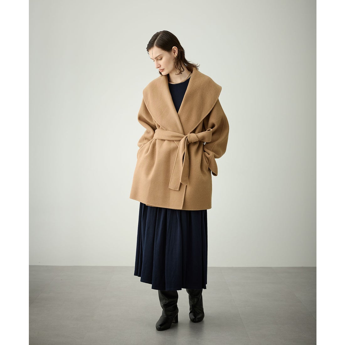 ノーク N.O.R.C ウールメルトンミドルリバーコート （グレージュ