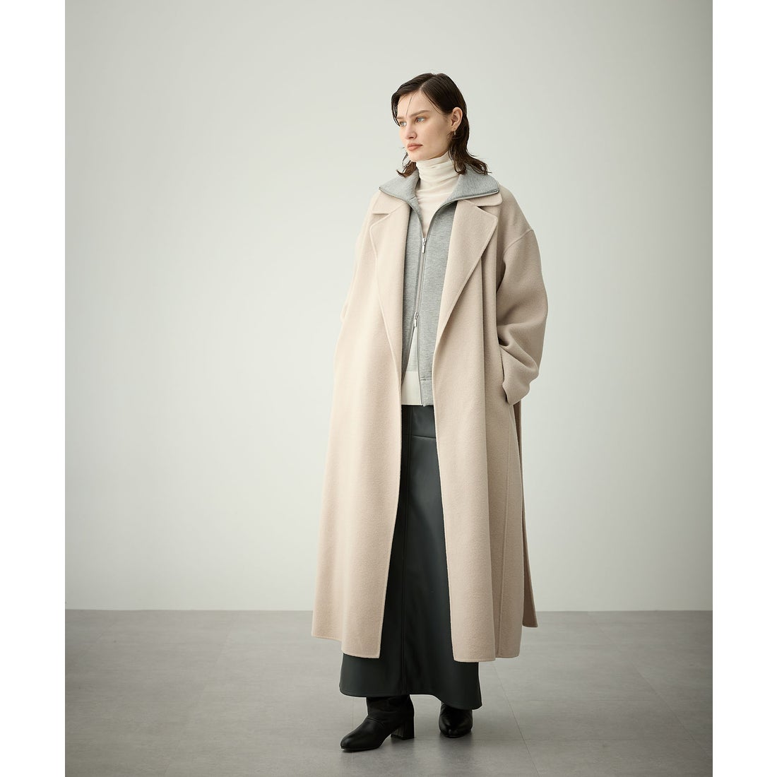 ノーク N.O.R.C ウールメルトンロングリバーコート （グレージュ