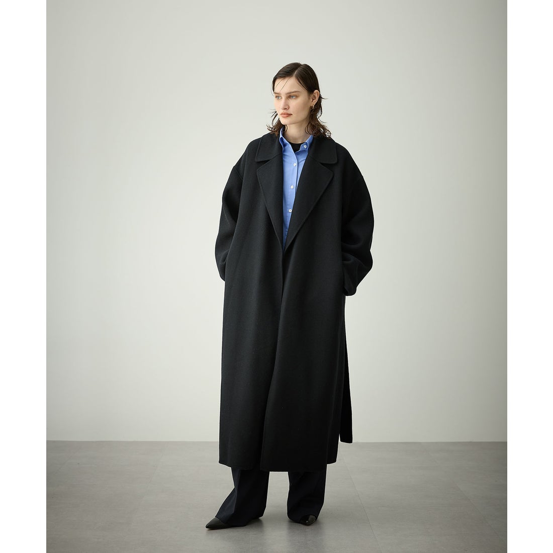 ノーク N.O.R.C ウールメルトンロングリバーコート （ブラック