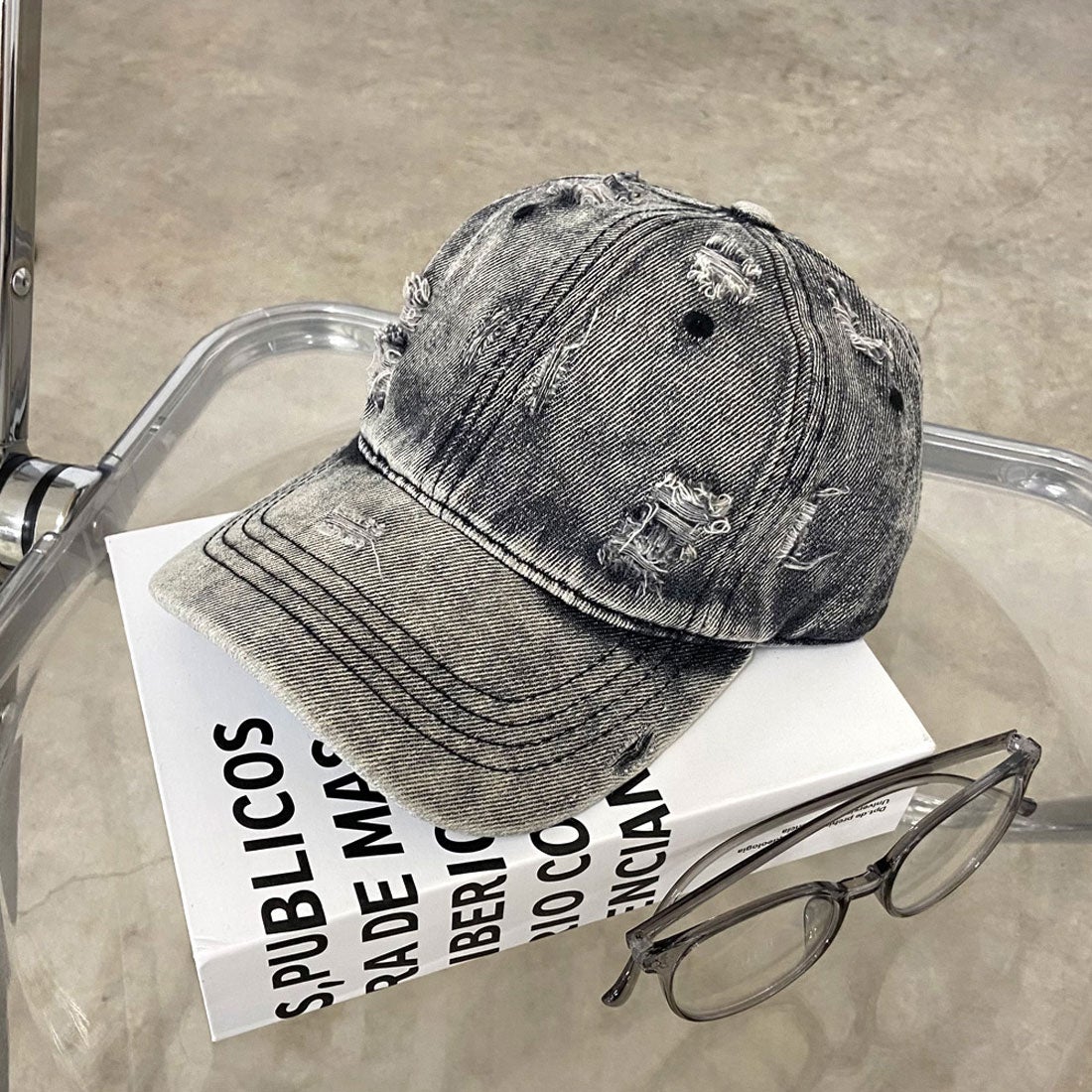 ノンヘッジ non-hedge デニムダメージキャップ （ブラック