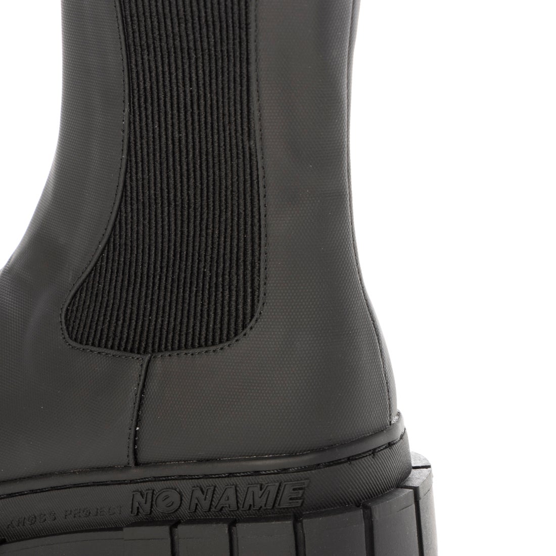 ノーネーム NO NAME 雨の日も安心！つま先ラバー素材 厚底サイドゴア