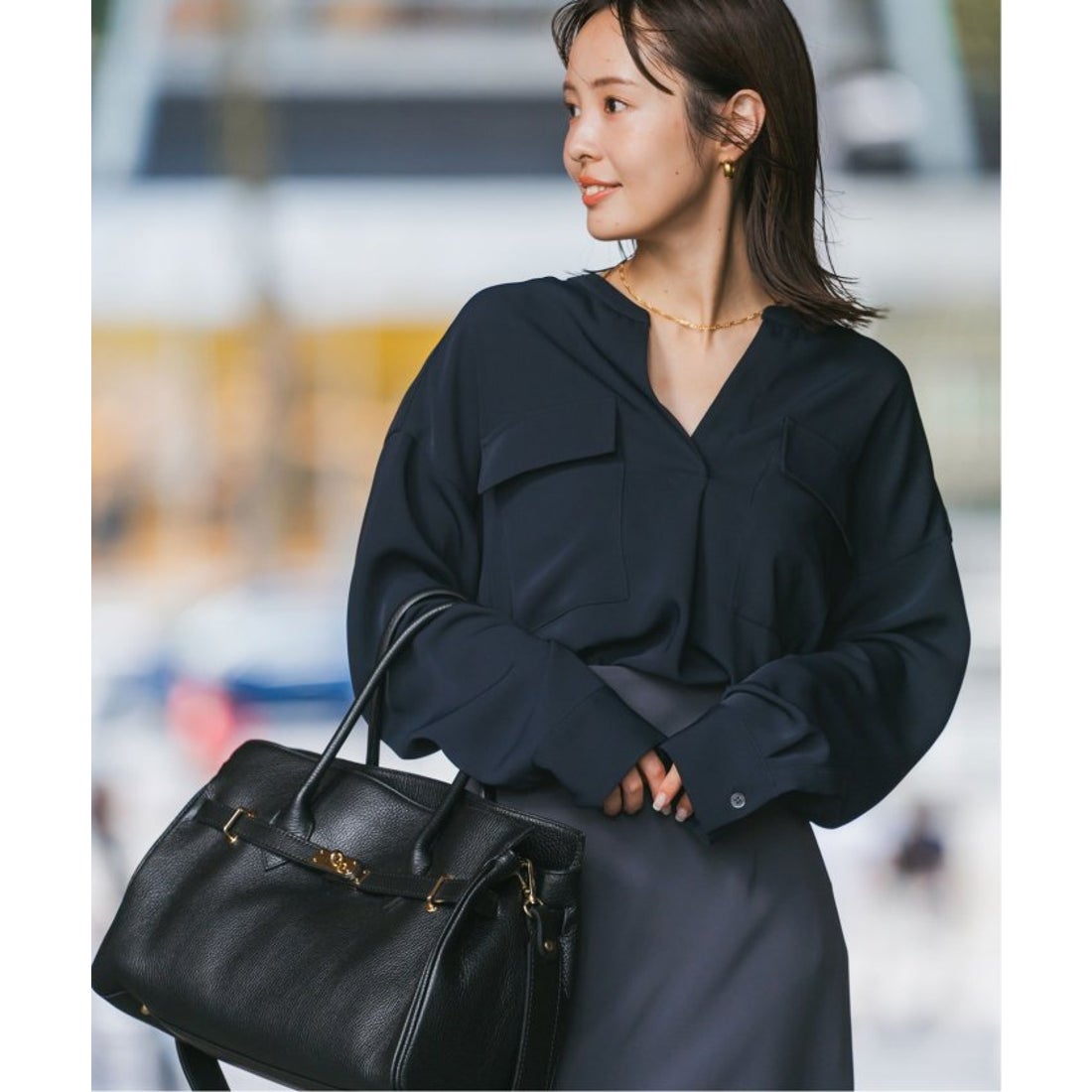 ノーブル NOBLE 《追加》ワークディテールドレープシャツ 2 （ネイビー