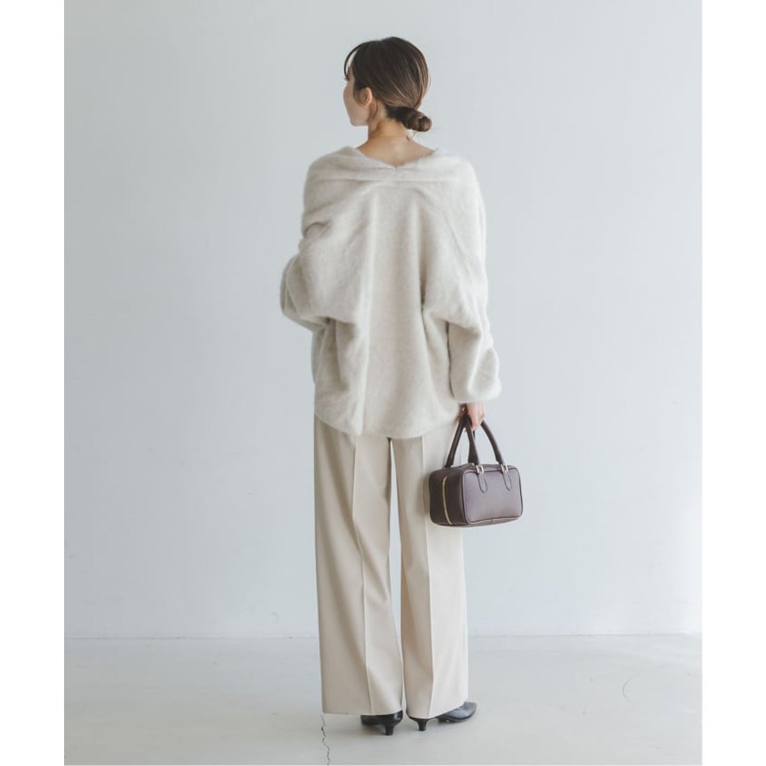 ノーブル NOBLE FOX/Caファーニットカーディガン （グレー