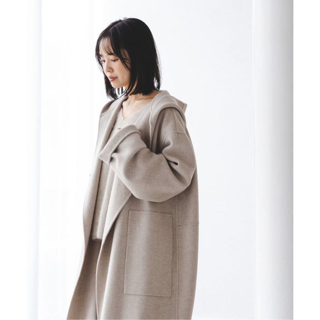 ノーブル NOBLE Super160sリバーフーディーコート （ネイビー