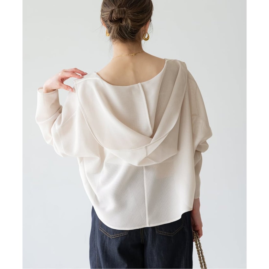 ノーブル NOBLE 《追加予約》ブリーズメッシュショートフードブラウス