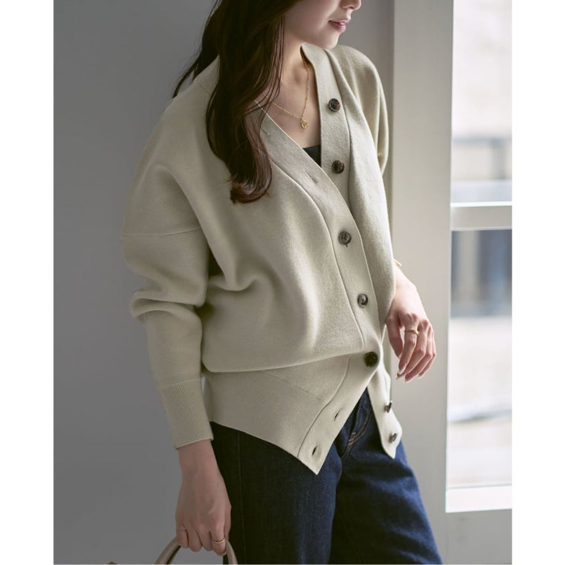 ノーブル NOBLE 《追加》Vネックドルマンカーディガン （ピンク A