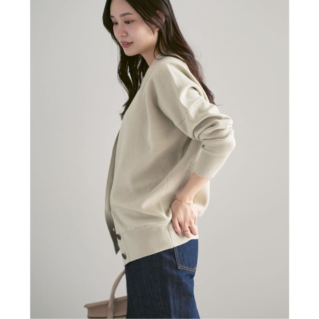 ノーブル NOBLE 《追加》Vネックドルマンカーディガン （ピンク A