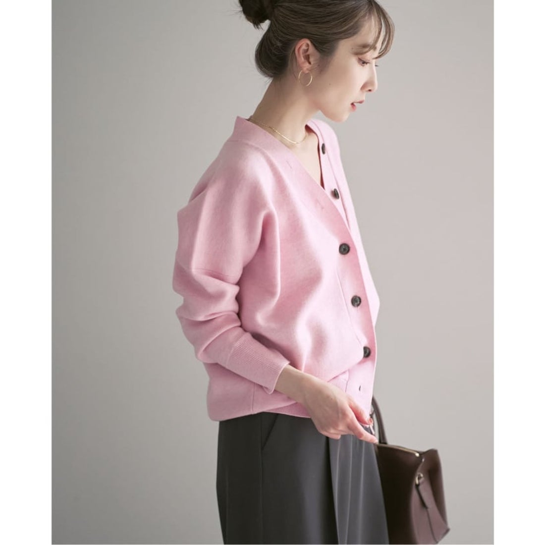 ノーブル NOBLE 《追加》Vネックドルマンカーディガン （ピンク A