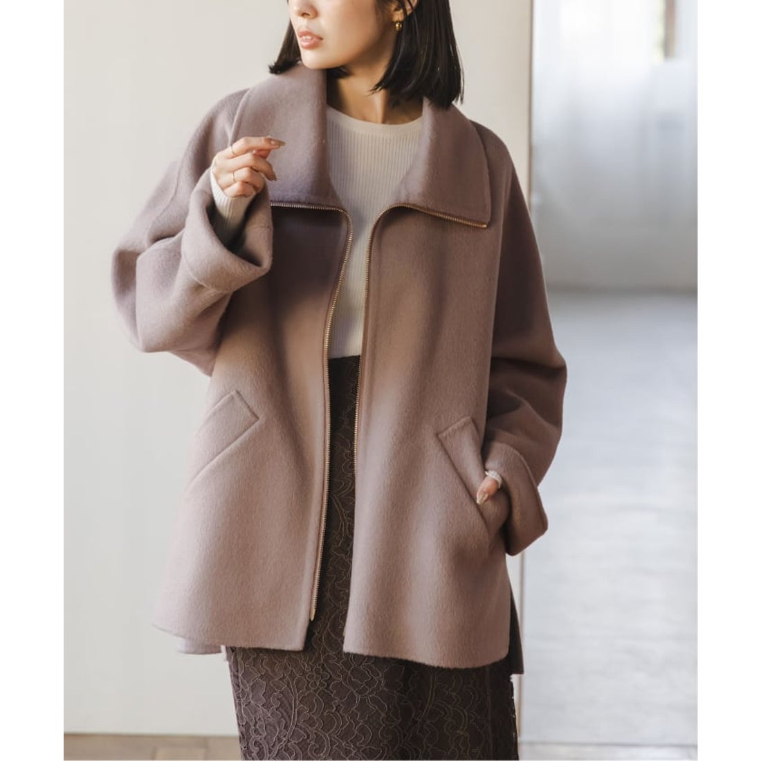 ノーブル NOBLE 《追加》キャメルミックスリバージップコート