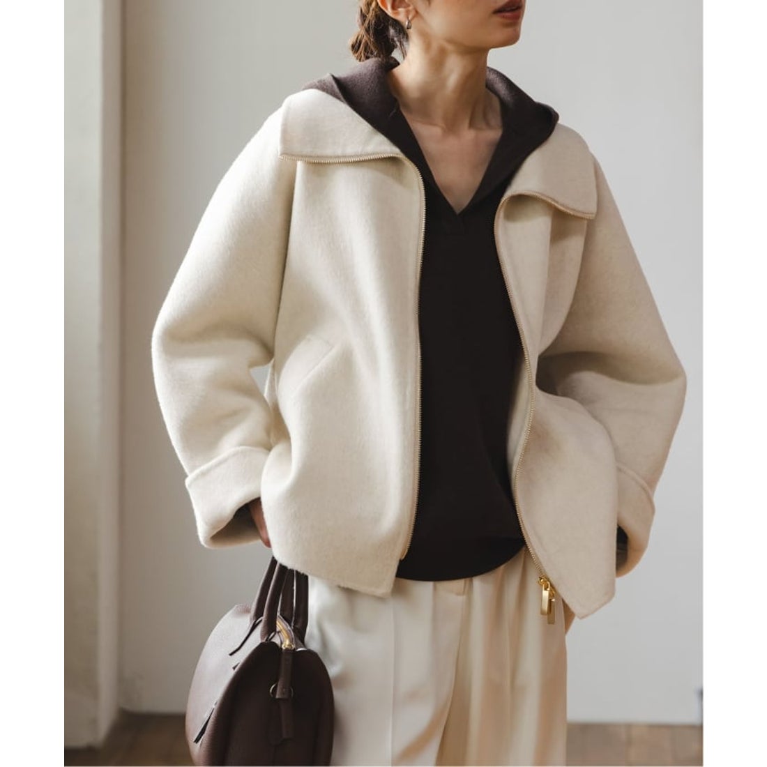 ノーブル NOBLE 《追加》キャメルミックスリバージップコート