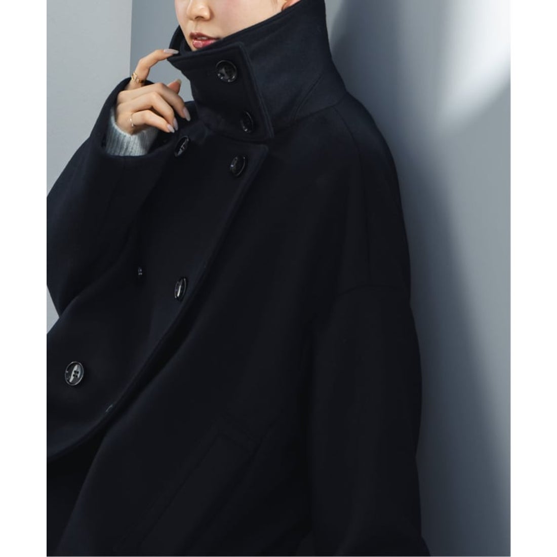 ノーブル NOBLE 《追加》スタンドカラーオーバーコート （ネイビー