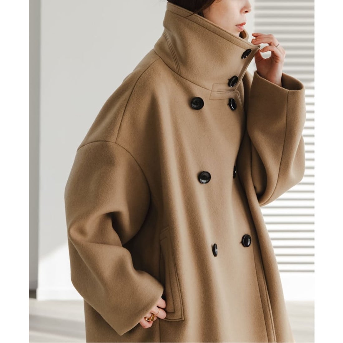 ノーブル NOBLE 《追加》スタンドカラーオーバーコート （ネイビー