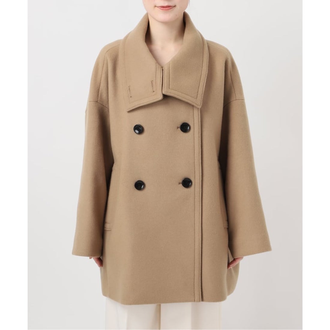 ノーブル NOBLE 《追加》スタンドカラーオーバーコート （キャメル