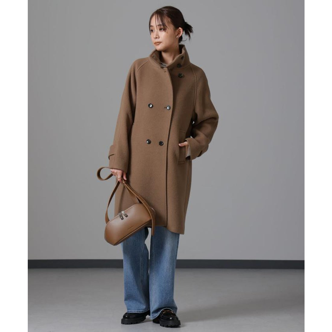 ナノ・ユニバース NANO universe ウールカシミヤスタンドカラーコート