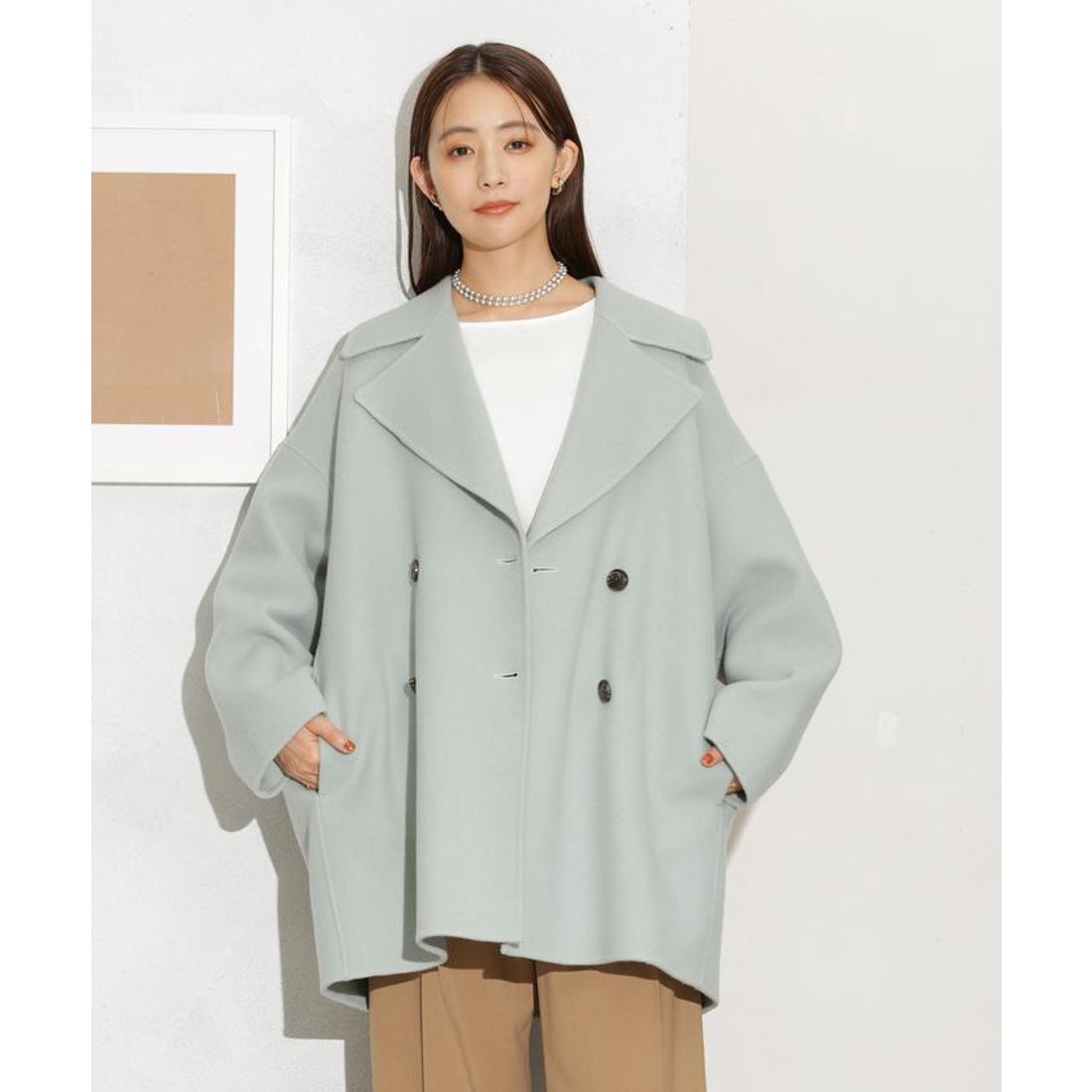 ナノ・ユニバース NANO universe スーパー140ウールリバーミドルコート