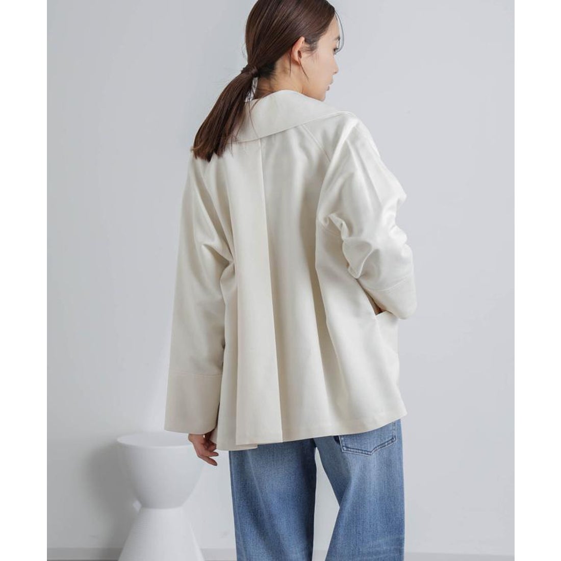 ナノ・ユニバース NANO universe ミドル丈ビッグラペルコート （オフ