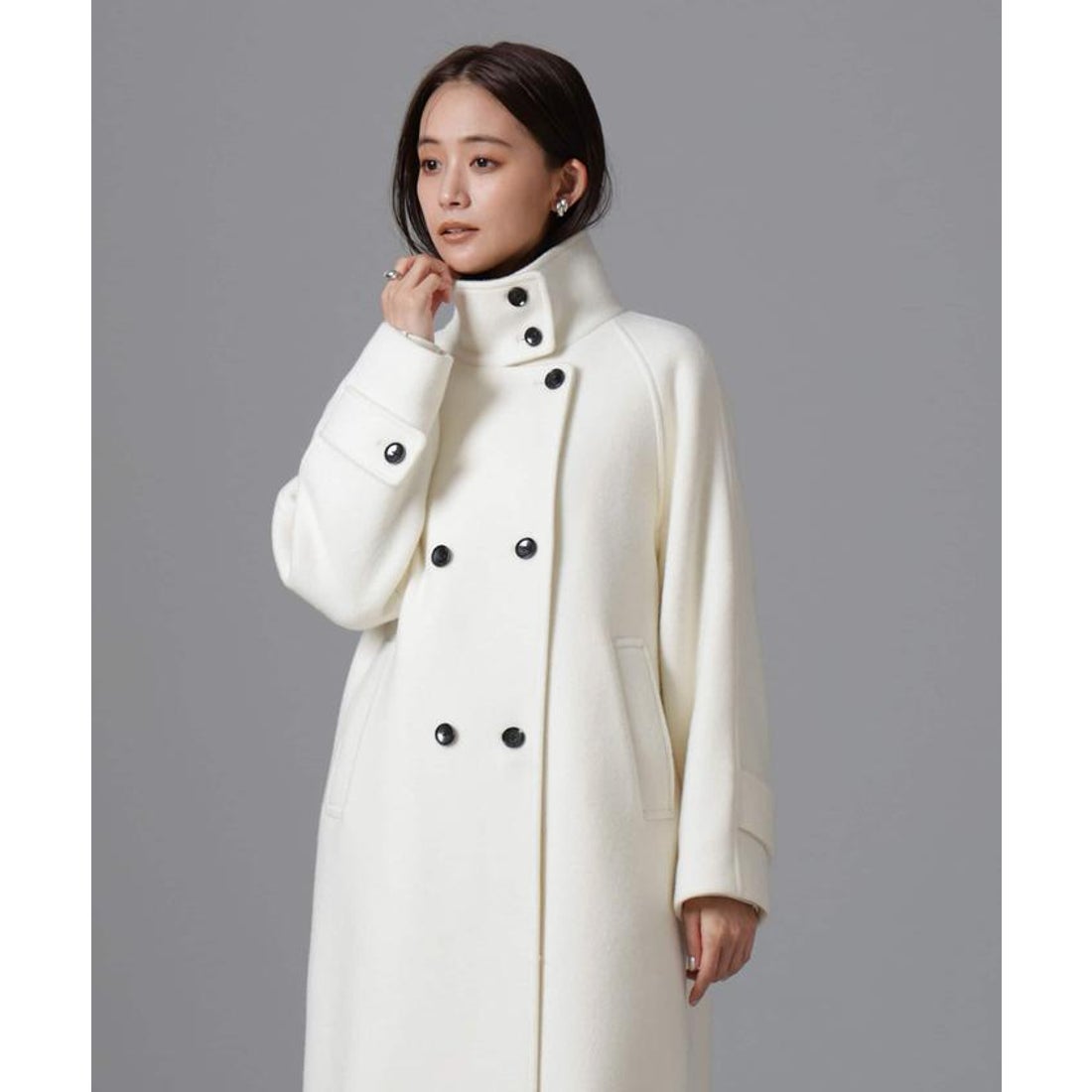 ナノ・ユニバース NANO universe ウールカシミヤスタンドカラーコート