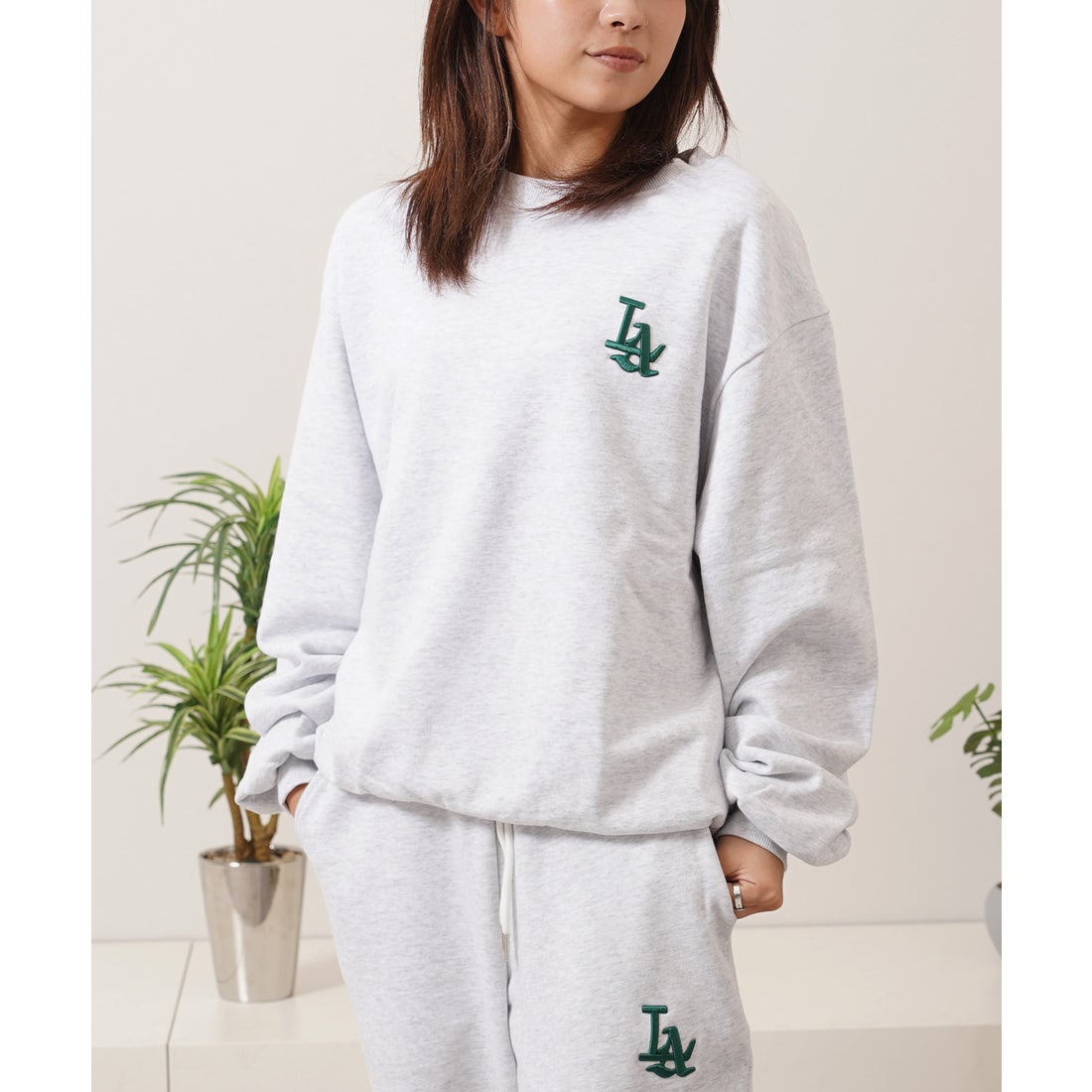 ワンフォークロージング 1111clothing LA ロゴ刺繍 ルーズ スウェット