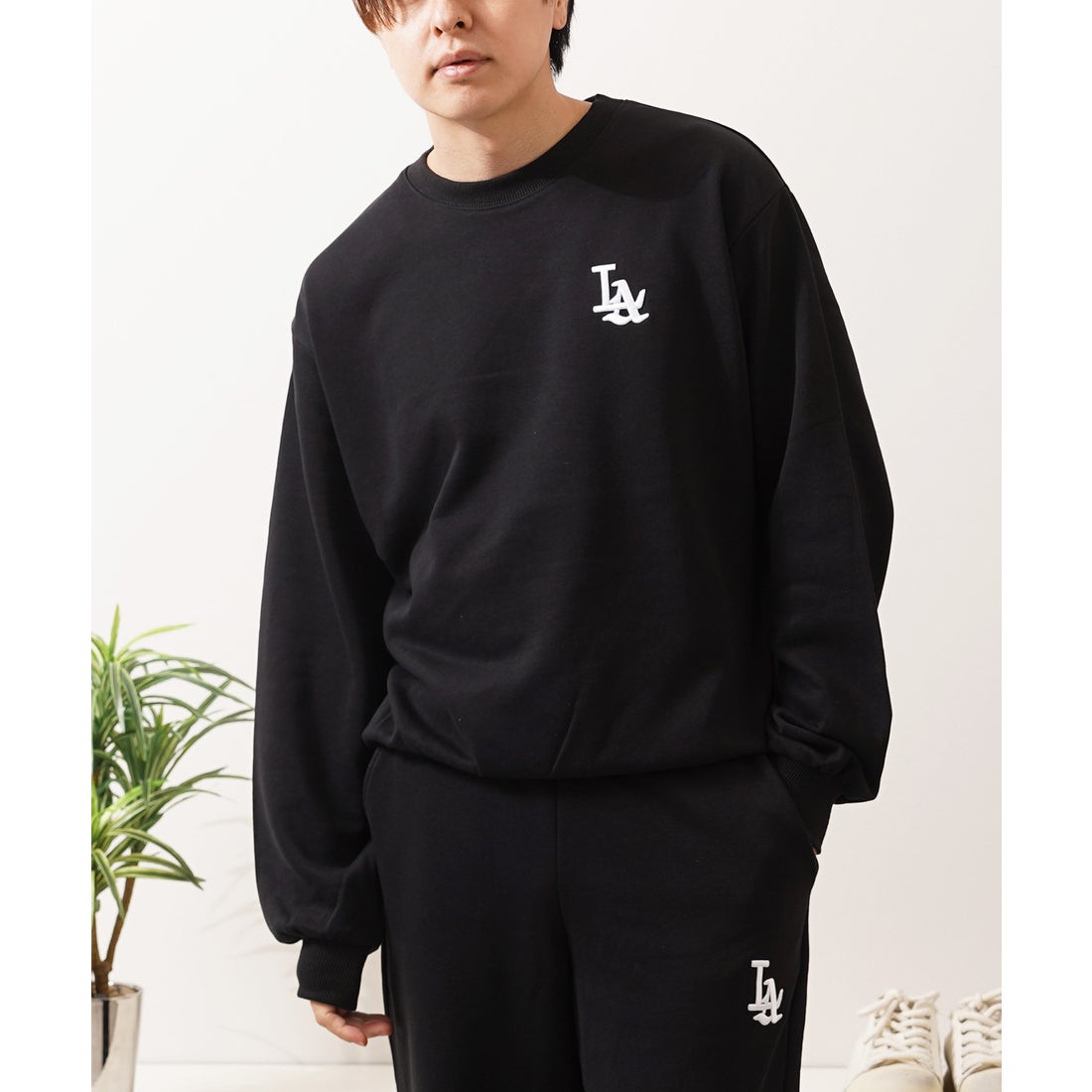 ワンフォークロージング 1111clothing LA ロゴ刺繍 ルーズ スウェット