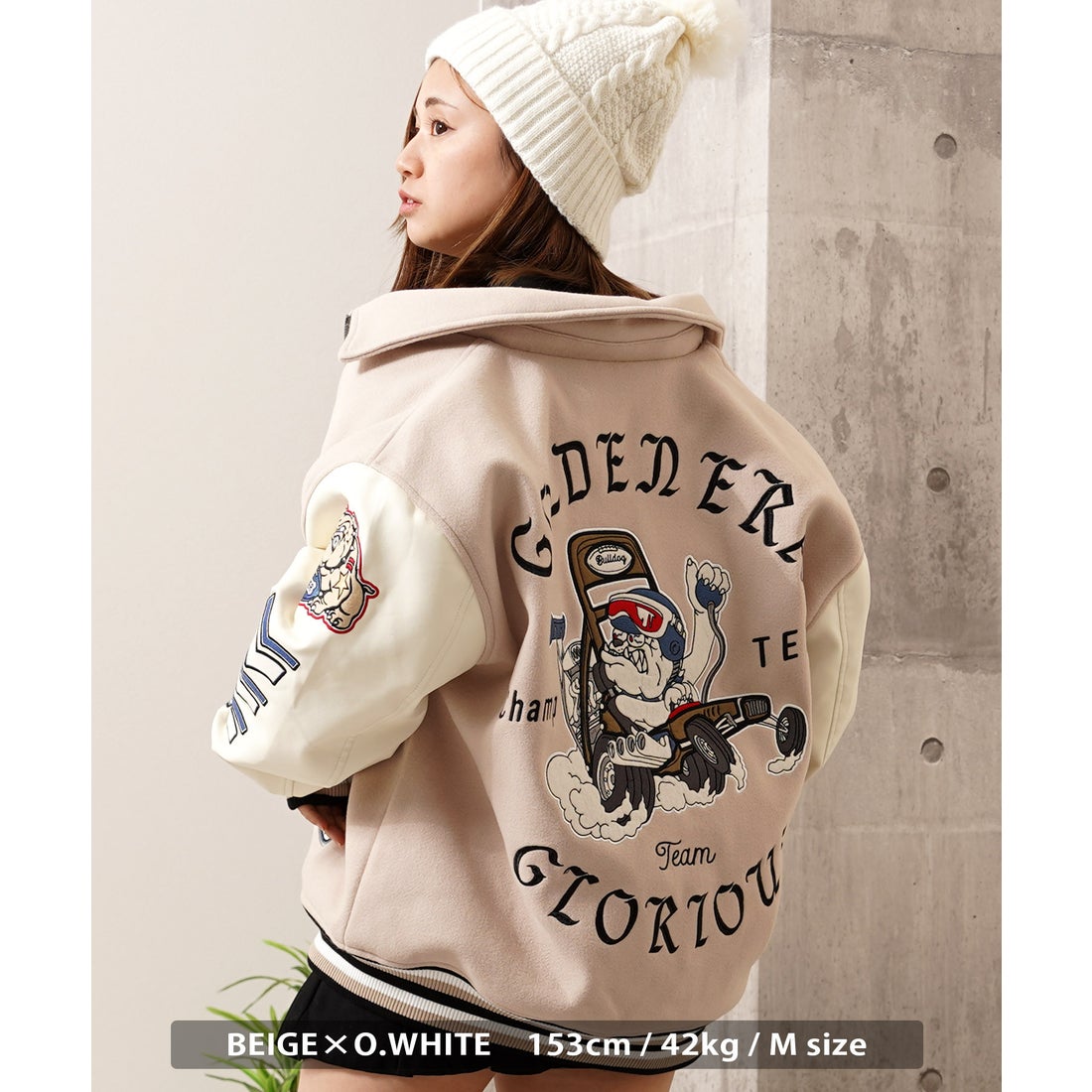 ワンフォークロージング 1111clothing ワッペン刺繍 袖PU スタジャン