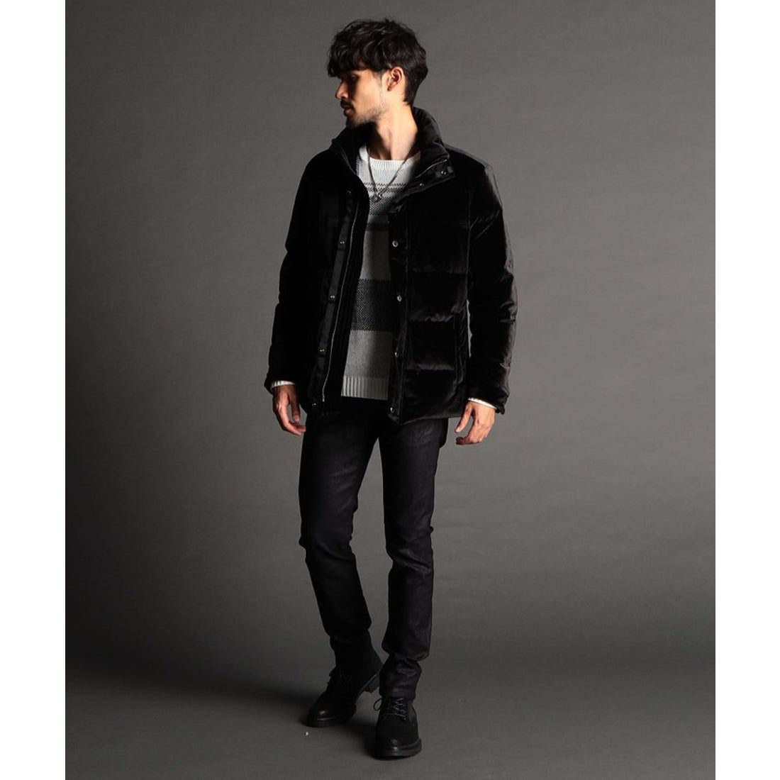 ニコルクラブフォーメン NICOLE CLUB FOR MEN ニットベロア スタンド