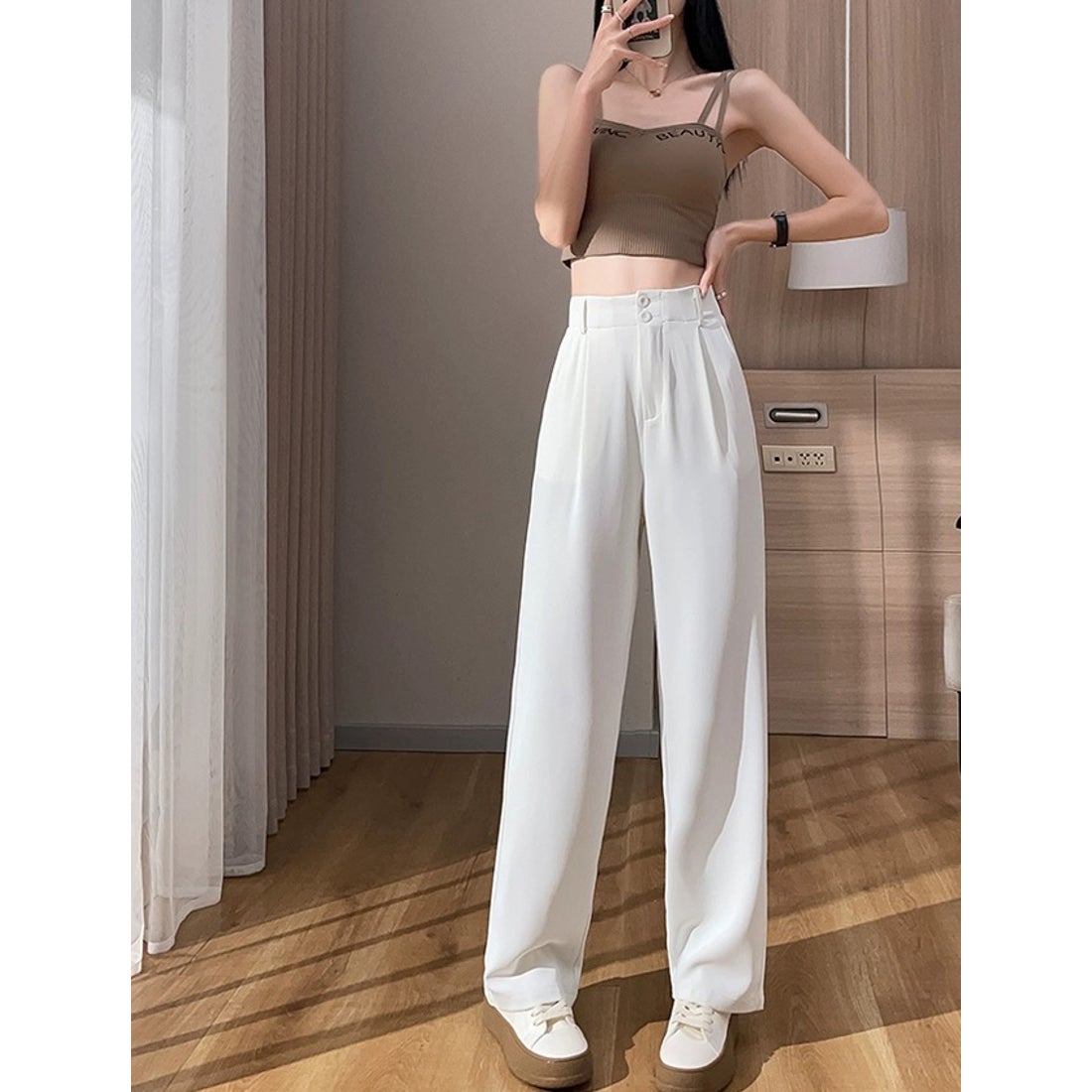 ニジブラ nijibra ツータックスラックス ワイドパンツ 冷感パンツ