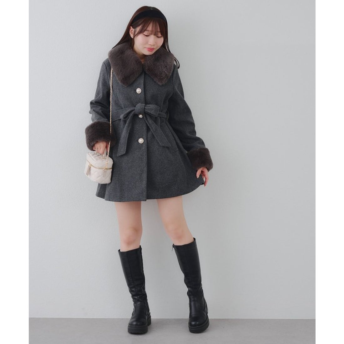 ナイスクラップ NICE CLAUP 【WEB先行予約】フェイクファー付ミドル