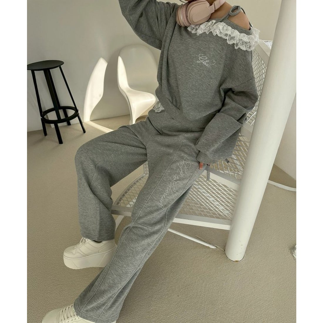 ナイスクラップ NICE CLAUP 【2026SS】ラメ裏毛スウェットパンツ （TGY