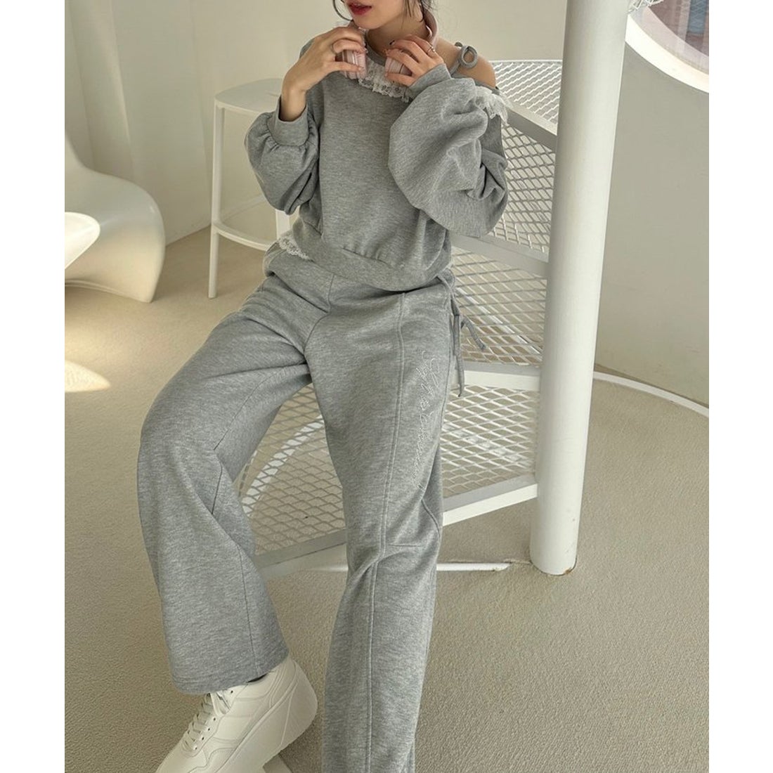 ナイスクラップ NICE CLAUP 【2026SS】ラメ裏毛スウェットパンツ （TGY