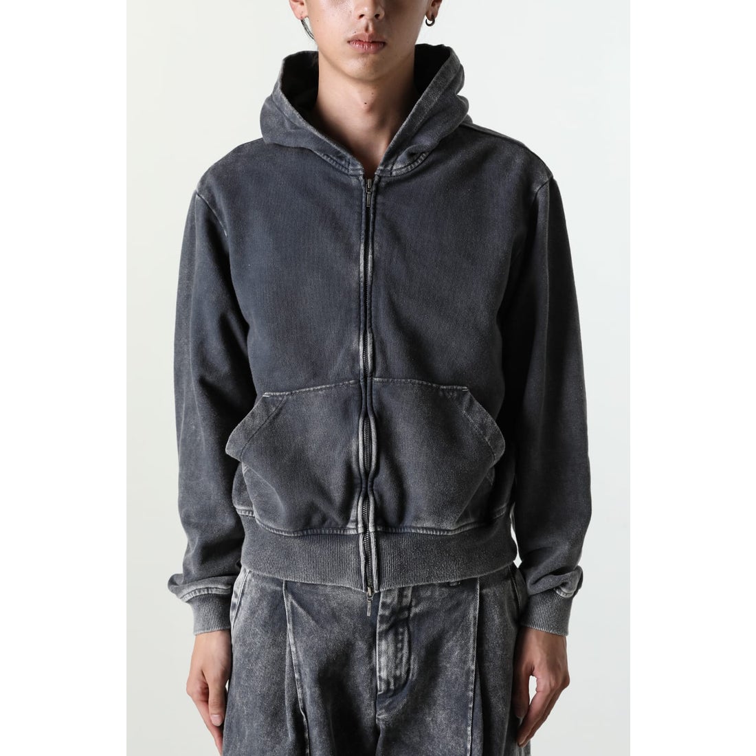 Omar Afridi Shabby Full Zipped Hoodie （Shabby Gray） - Osaka