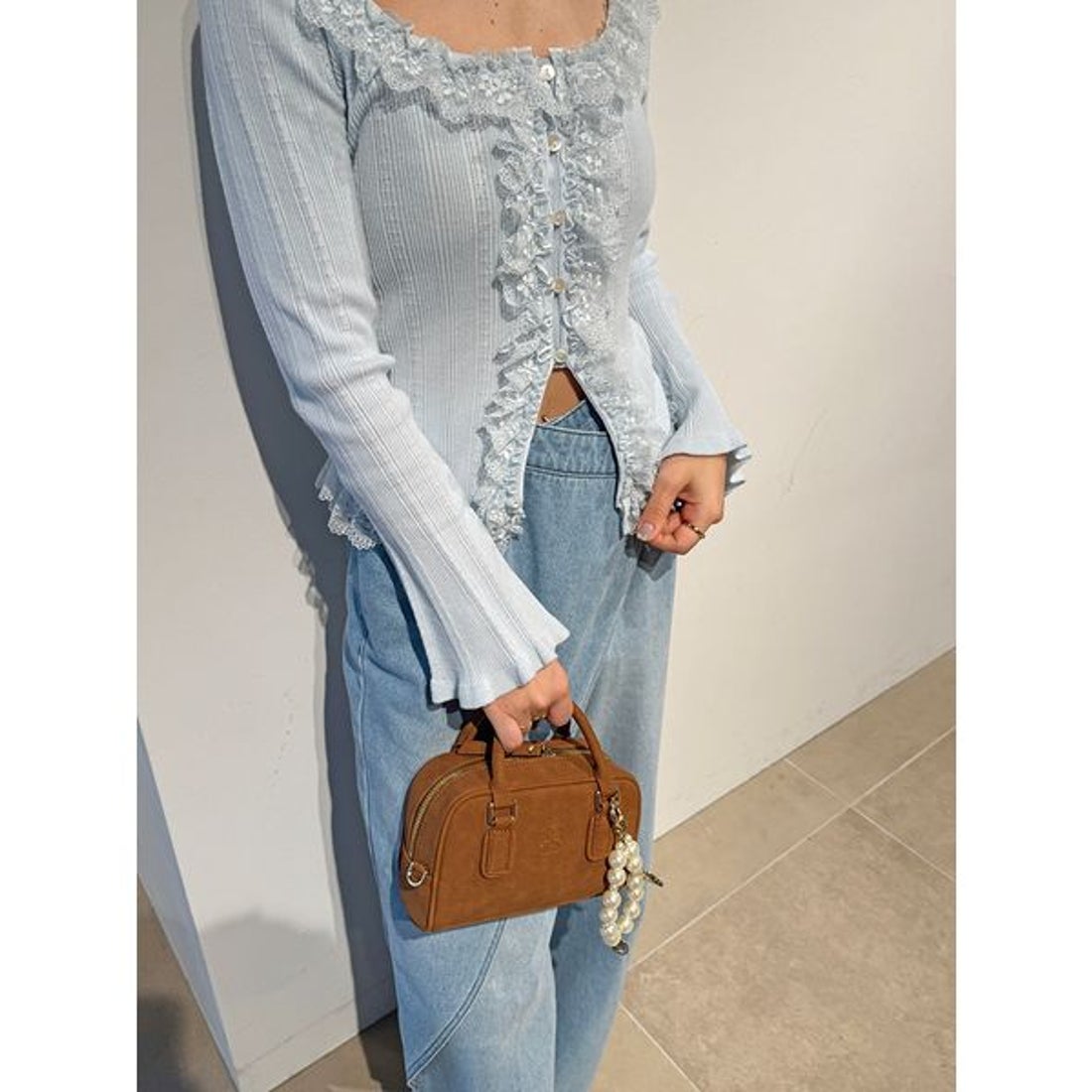 スナイデル SNIDEL Sustainableフリルニットプルオーバー （LBLU） -靴