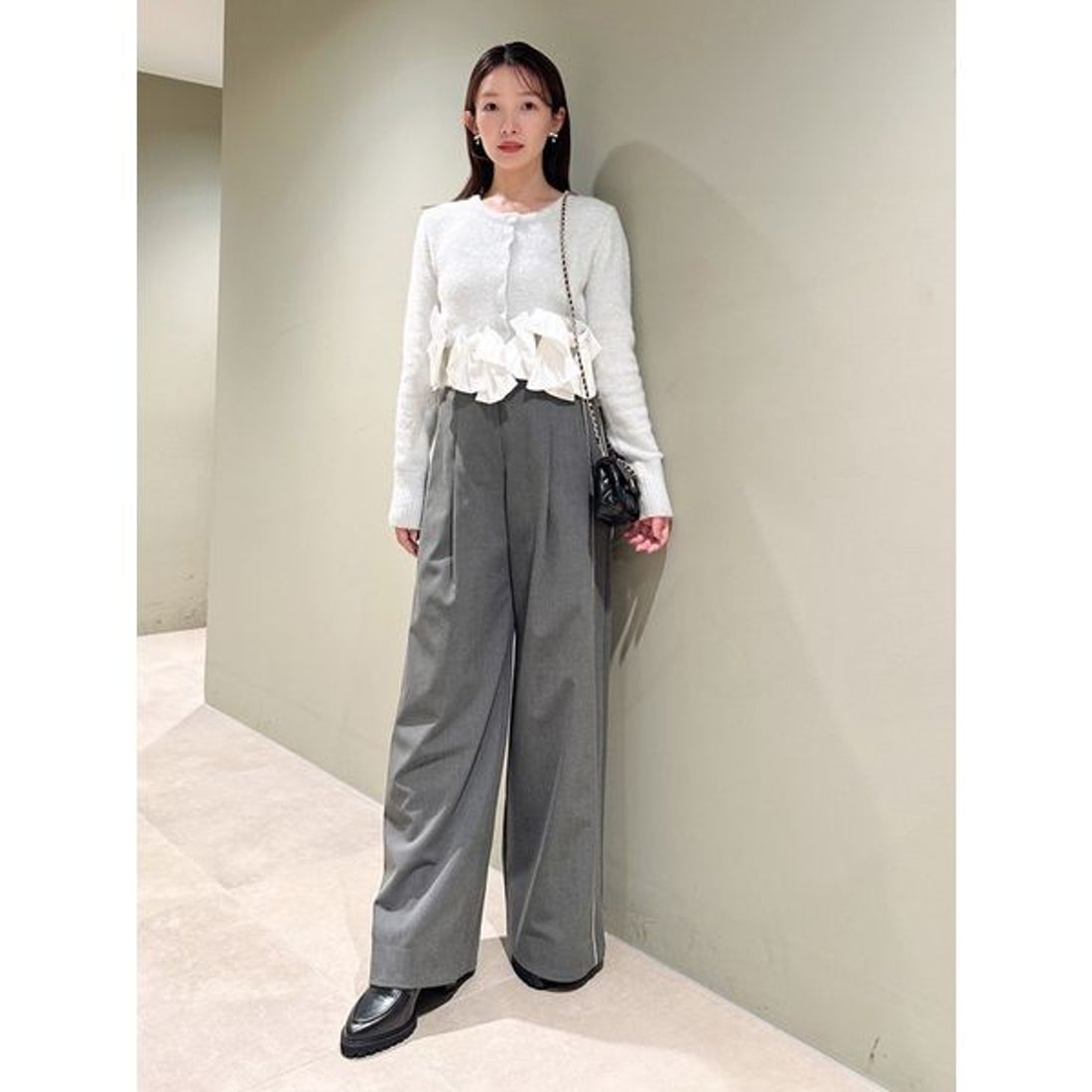 スナイデル SNIDEL リボンモチーフカーディガン （IVR） -ファッション