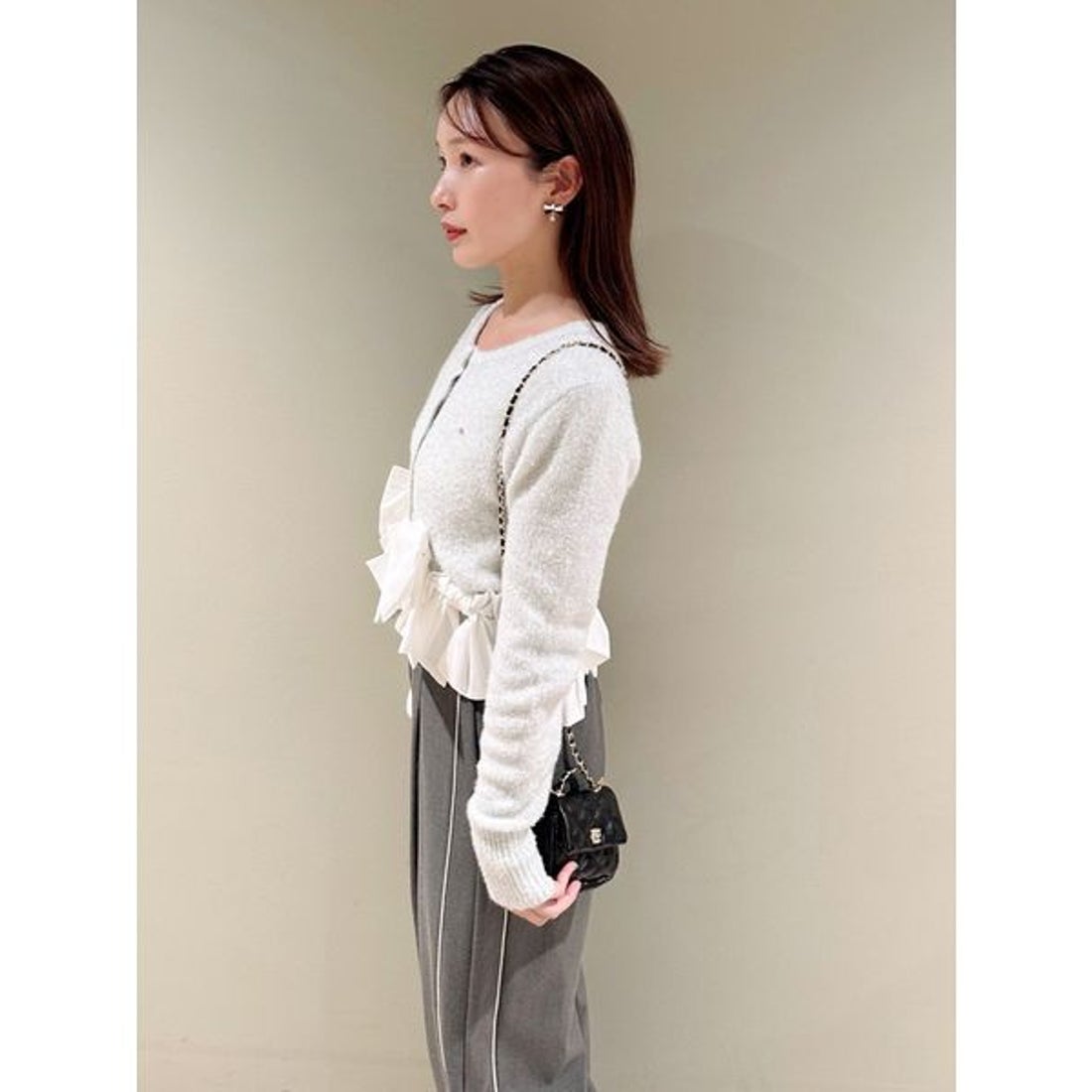 スナイデル SNIDEL リボンモチーフカーディガン （IVR） -ファッション