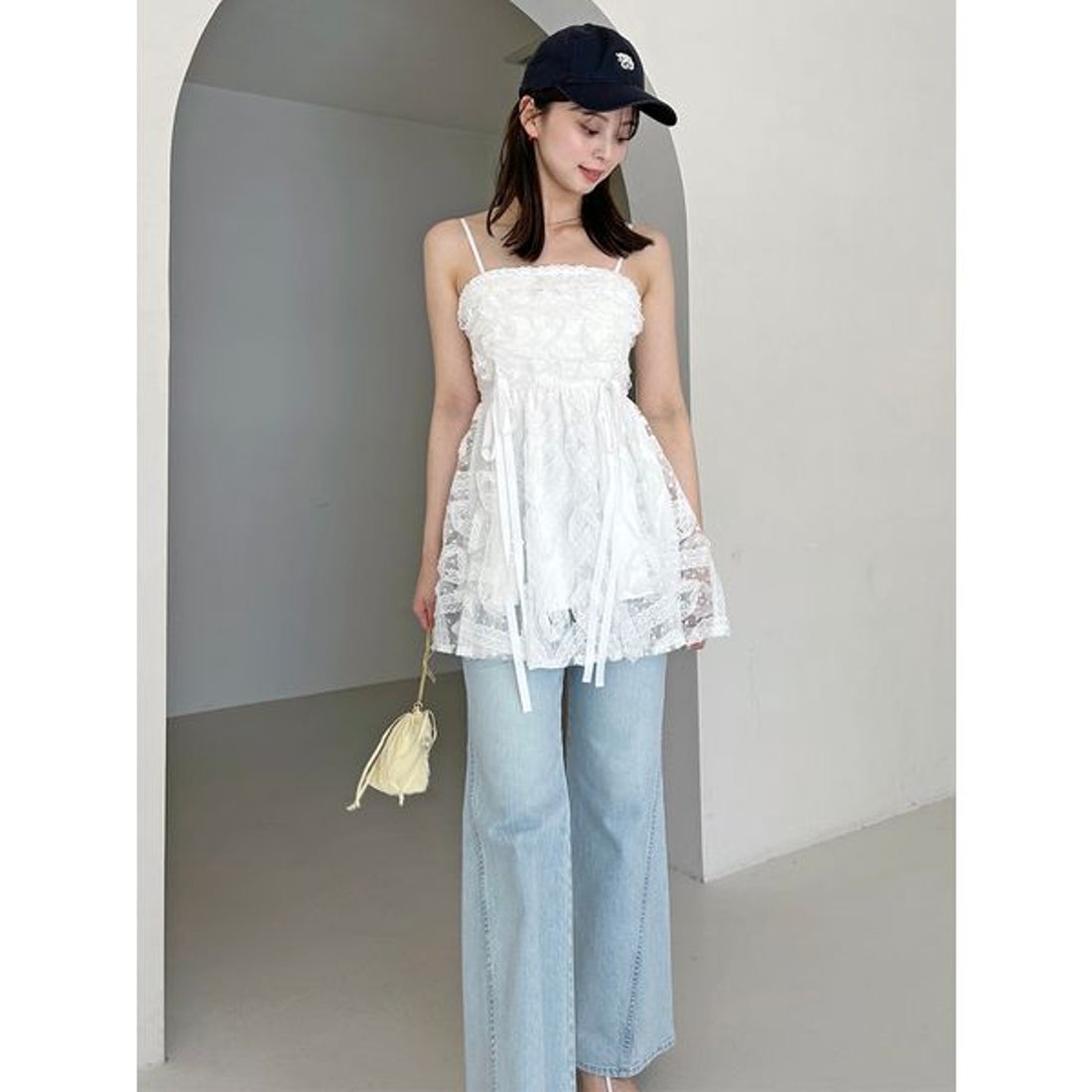 スナイデル SNIDEL チュールペプラムブラウス （BLK） - ファッション