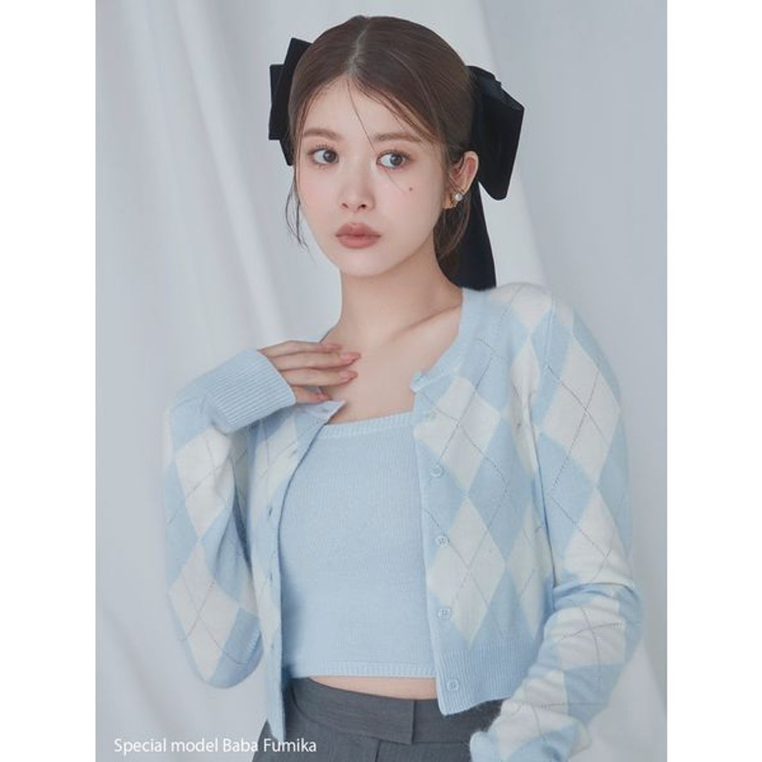 スナイデル SNIDEL アーガイルニットアンサンブル （LBLU