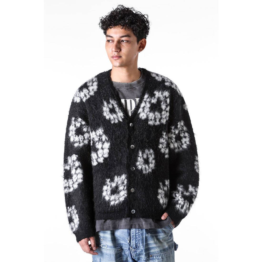 DENIM TEARS x SAINT Mxxxxxx COTTON WRTETH Mohair Cardigan 通販
