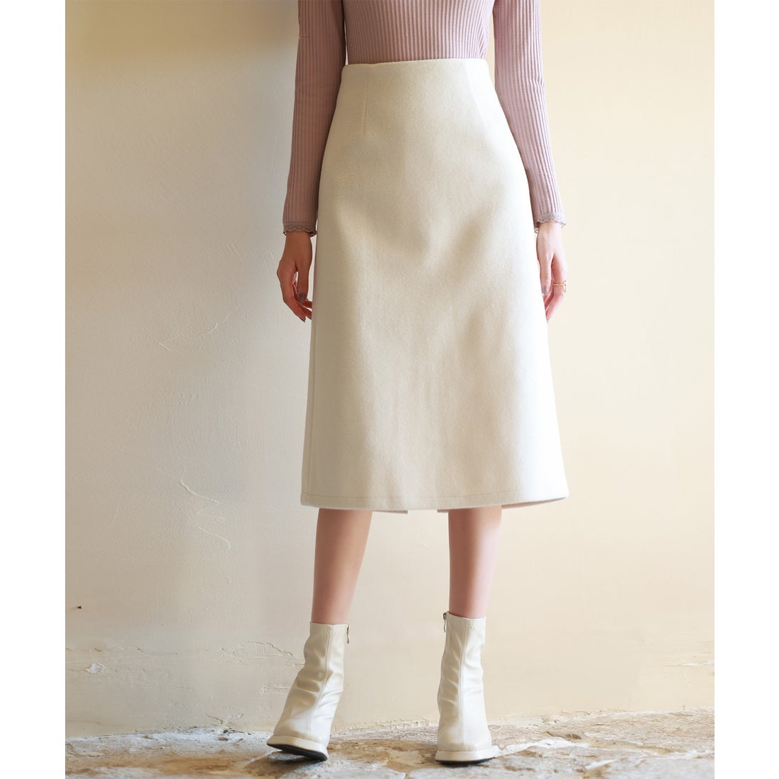 セゾンドパピヨン SAISON DE PAPILLON ヒリンボール生地ナロースカート