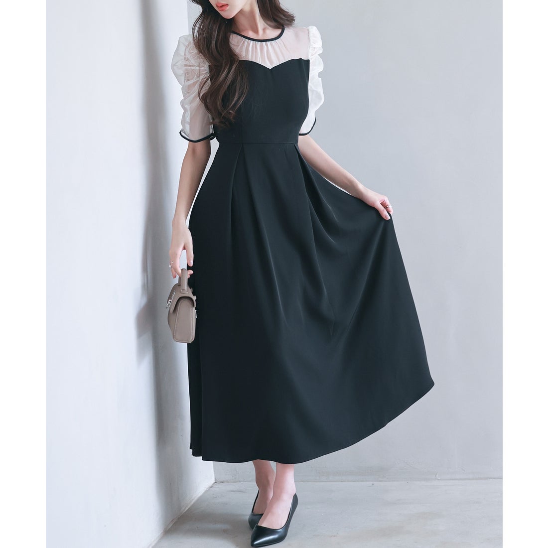 セゾンドパピヨン SAISON DE PAPILLON 異素材ドッキングビスチェ風