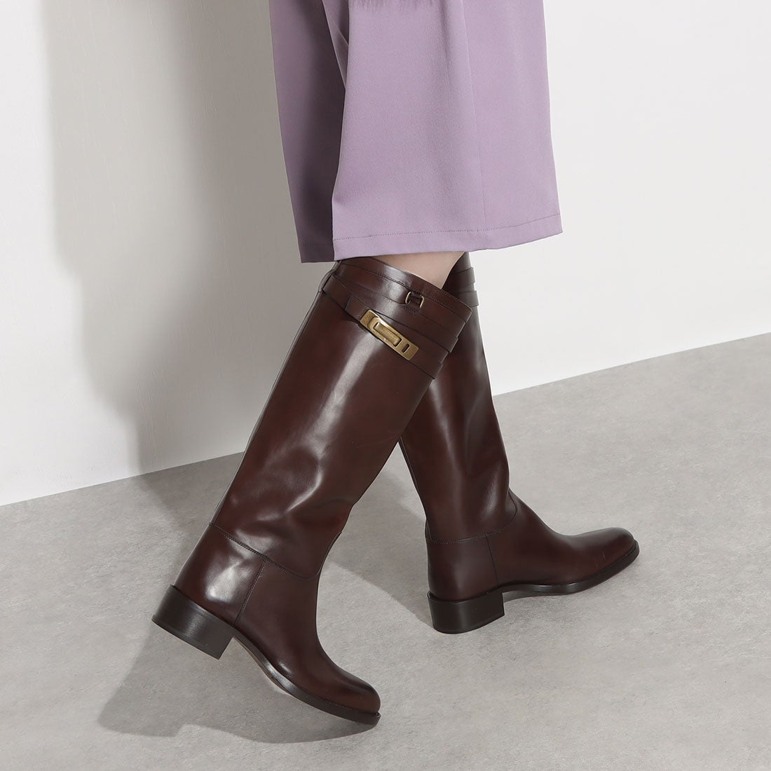 サルトル SARTORE ラウンドトウベルテッドロングブーツ （ブラウン