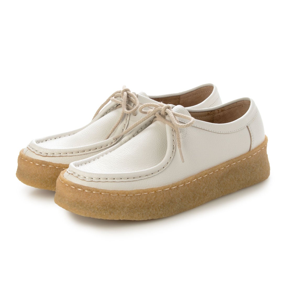 サヤ SAYA 3.5cm厚底クレープ本革チロリアンシューズ （アイボリー