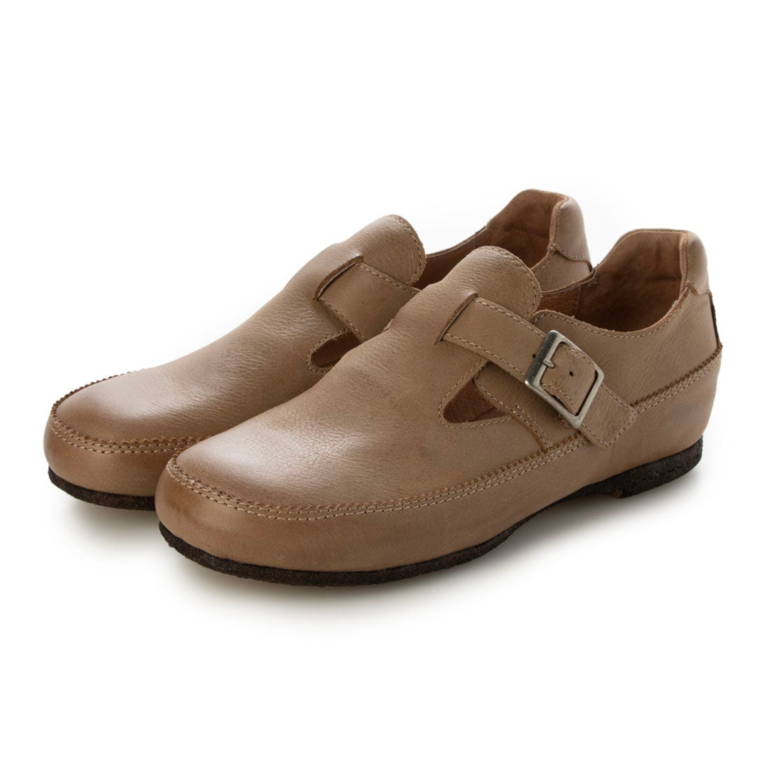 サヤ SAYA 3cmプラット製法Tストラップシューズ （ベージュ） -【公式