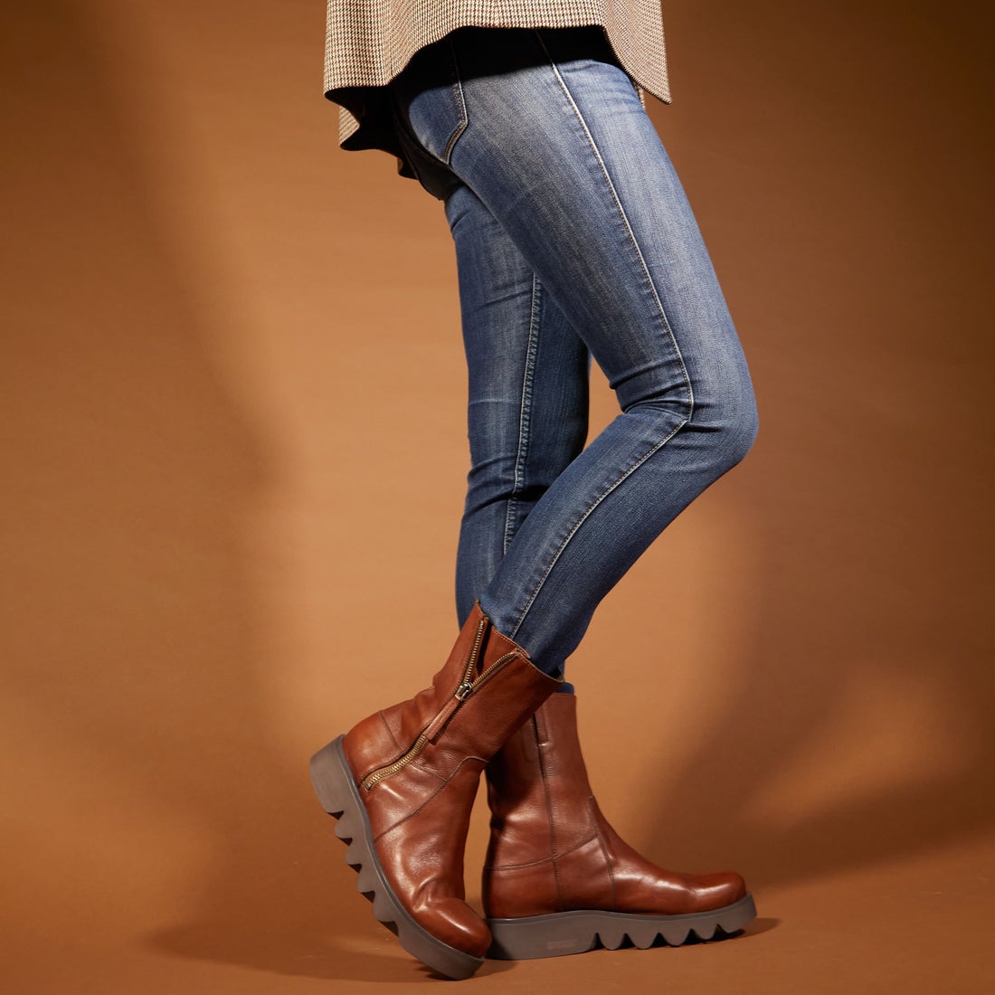 サヤ SAYA 厚底本革ハーフブーツ （レッドブラウン） -【公式】ラボ