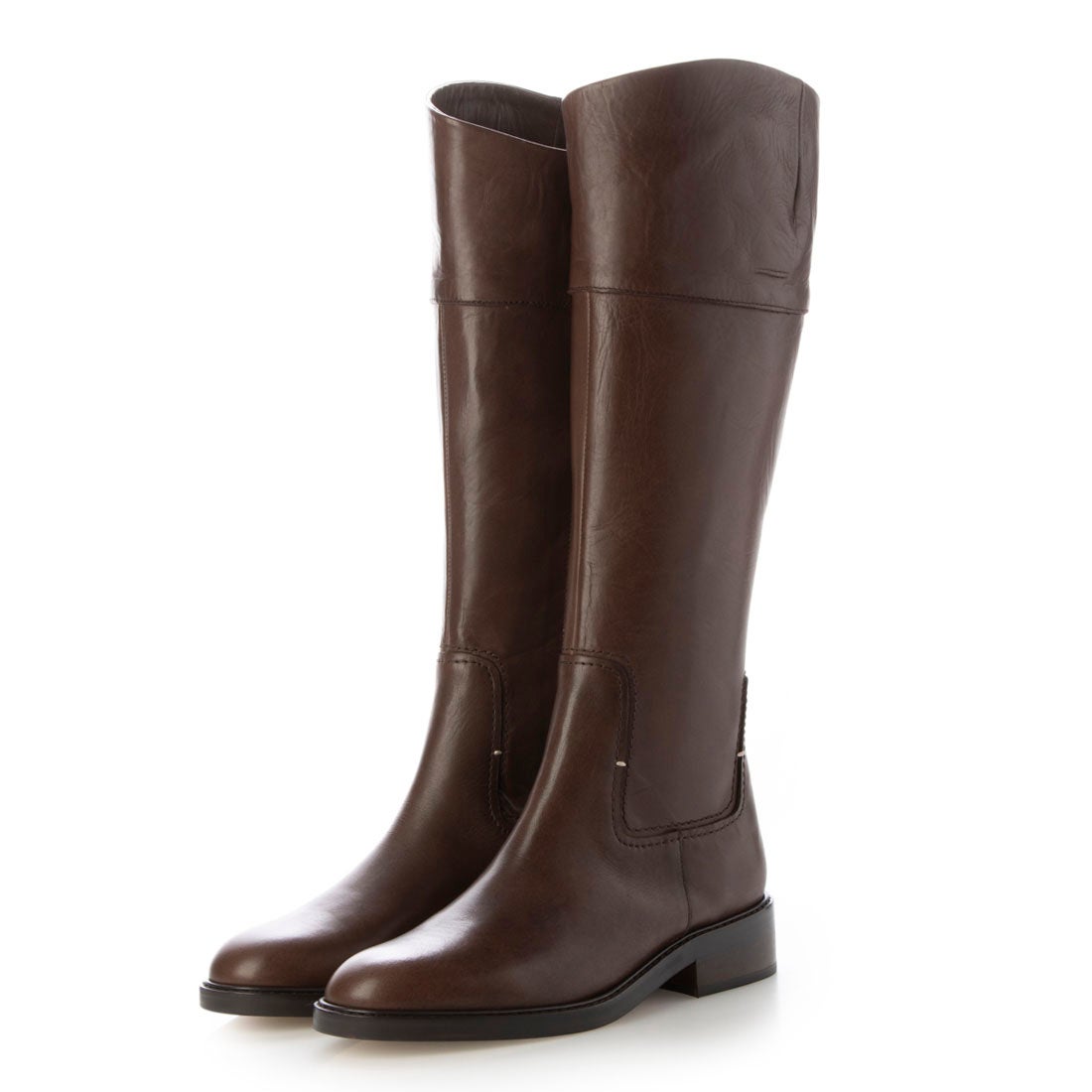 サヤ SAYA 3cm本革ジョッキーロングブーツ （ダークブラウン） -【公式