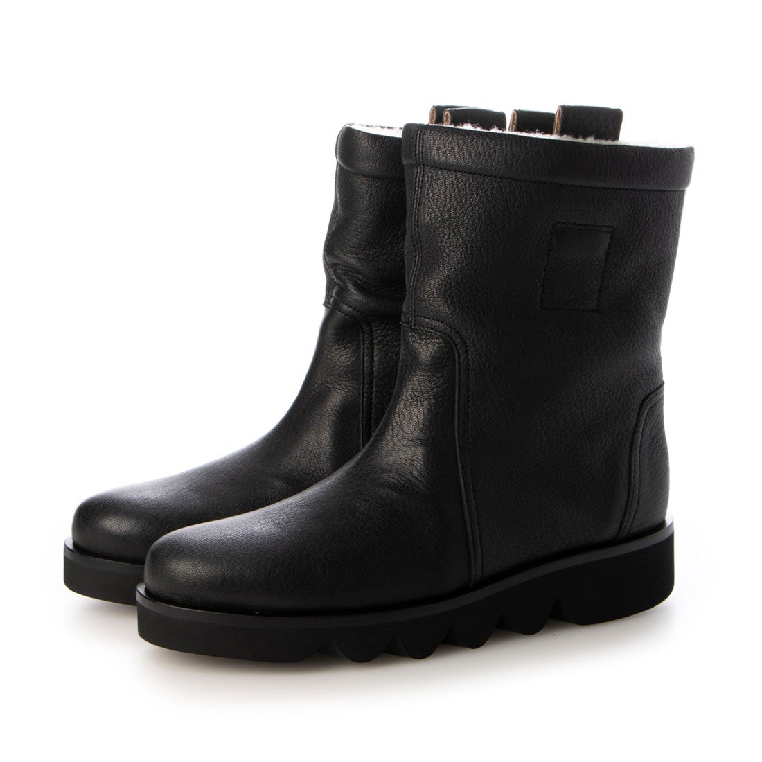 サヤ SAYA 3.5cm本革ボアライニングショートブーツ （ブラック