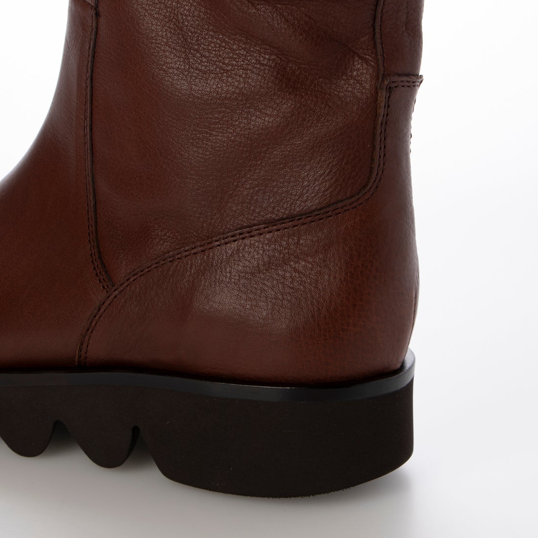 サヤ SAYA 3.5cm本革ラウンドトウミドルブーツ （レッドブラウン） -靴