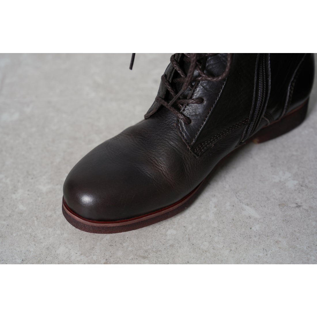 サヤ SAYA クレープ本革ボロネーゼ製法レースアップブーツ （ブラック